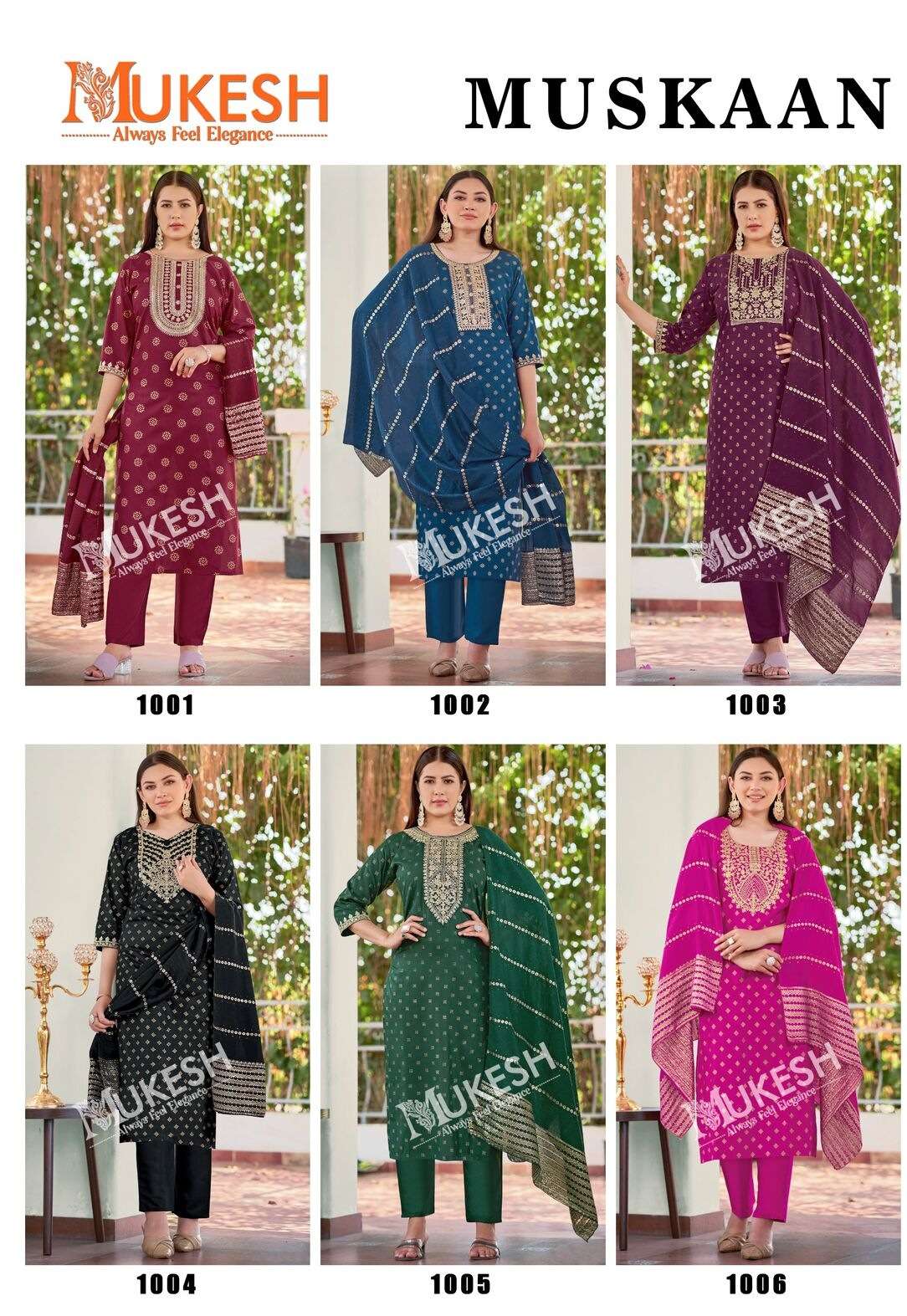 MUSKAAN BY MUKESH IN RAYON WITH EMBROIDERY WORK & FOIL PRINT