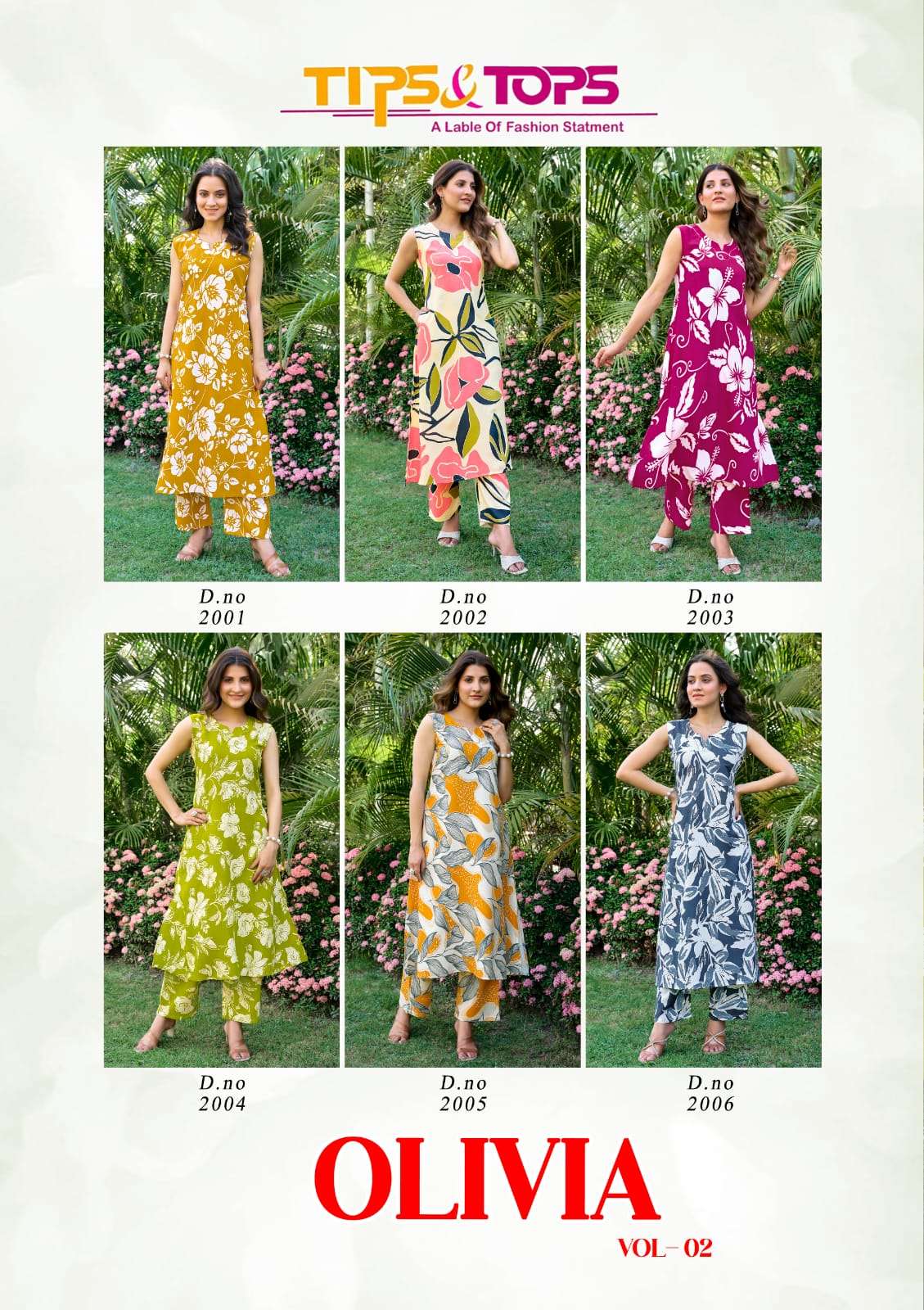 OLIVIA VOL-2 BY TIPS & TOPS IN RAYON PRINT WITH MANUAL WORK WITH POCKET 