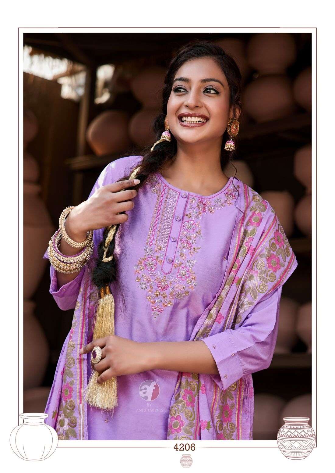 ONCE MORE VOL-5 BY ANJU FABRICS IN VISCOSE BY NYLON KURTI PANT WITH DUPATTA 