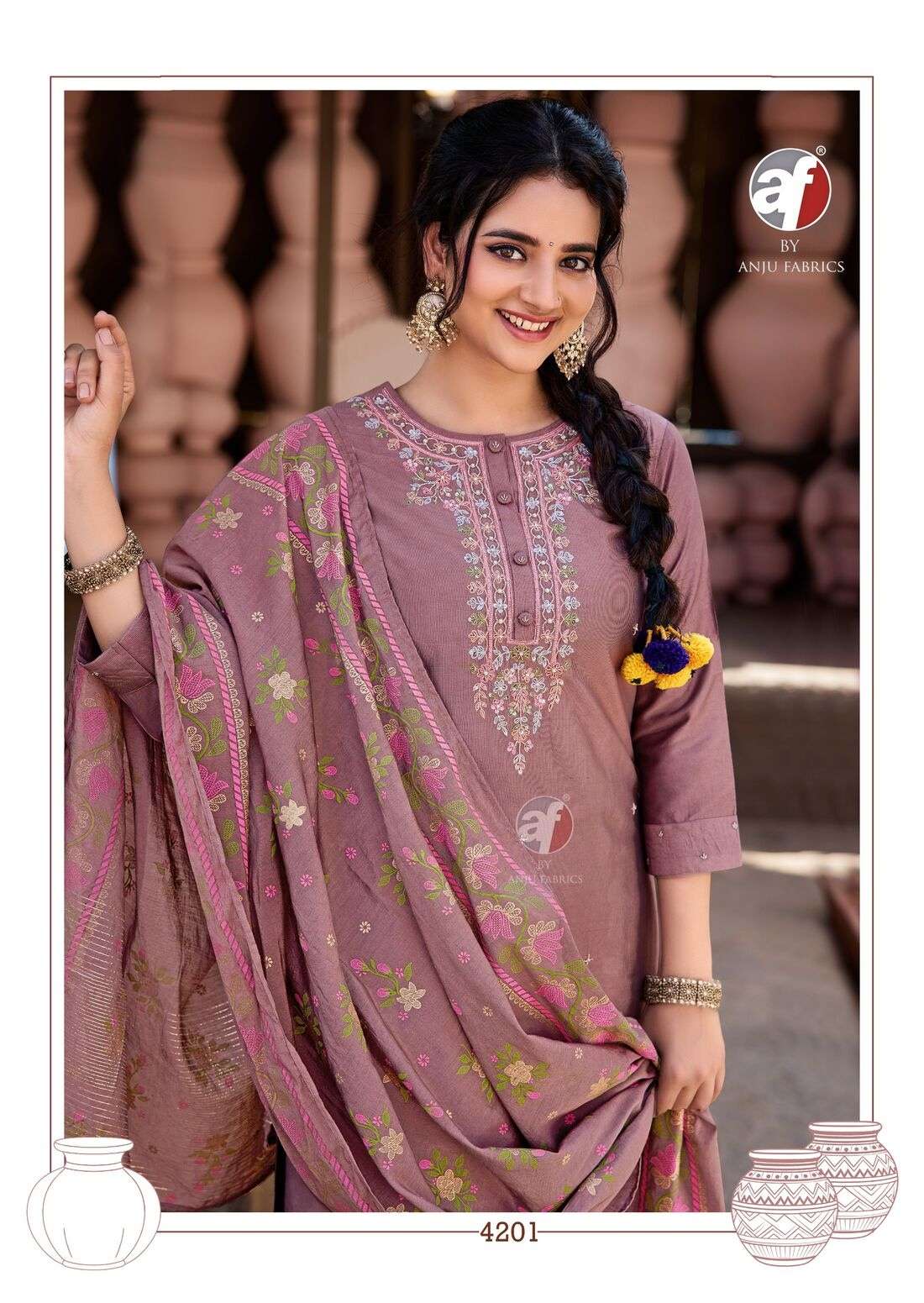ONCE MORE VOL-5 BY ANJU FABRICS IN VISCOSE BY NYLON KURTI PANT WITH DUPATTA 
