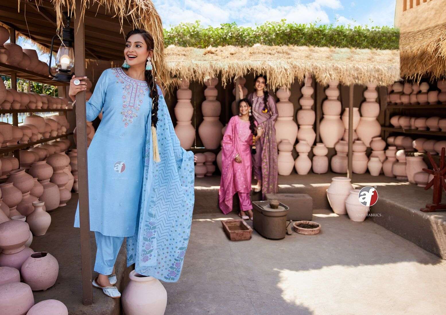 ONCE MORE VOL-5 BY ANJU FABRICS IN VISCOSE BY NYLON KURTI PANT WITH DUPATTA 