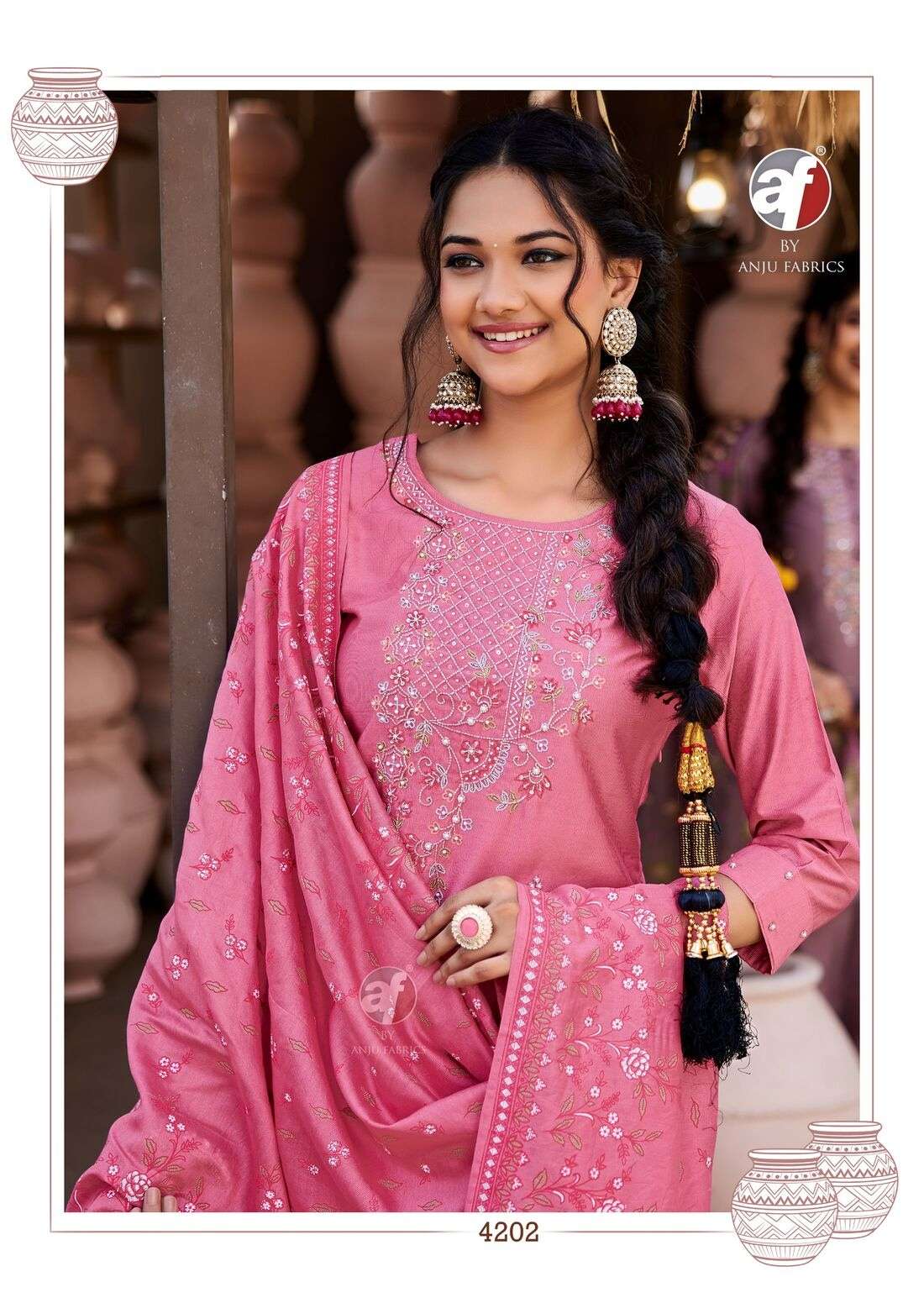 ONCE MORE VOL-5 BY ANJU FABRICS IN VISCOSE BY NYLON KURTI PANT WITH DUPATTA 