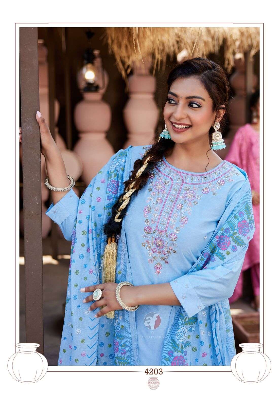 ONCE MORE VOL-5 BY ANJU FABRICS IN VISCOSE BY NYLON KURTI PANT WITH DUPATTA 