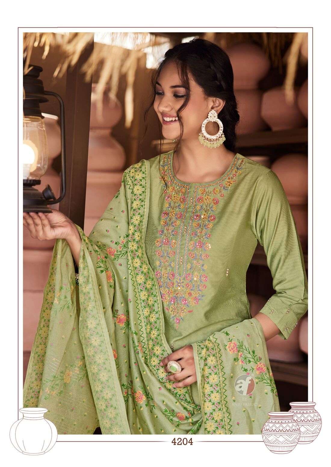ONCE MORE VOL-5 BY ANJU FABRICS IN VISCOSE BY NYLON KURTI PANT WITH DUPATTA 