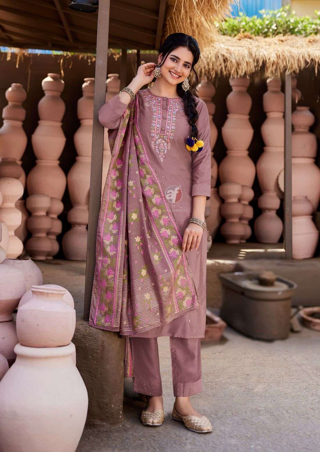 ONCE MORE VOL-5 BY ANJU FABRICS IN VISCOSE BY NYLON KURTI PANT WITH DUPATTA 