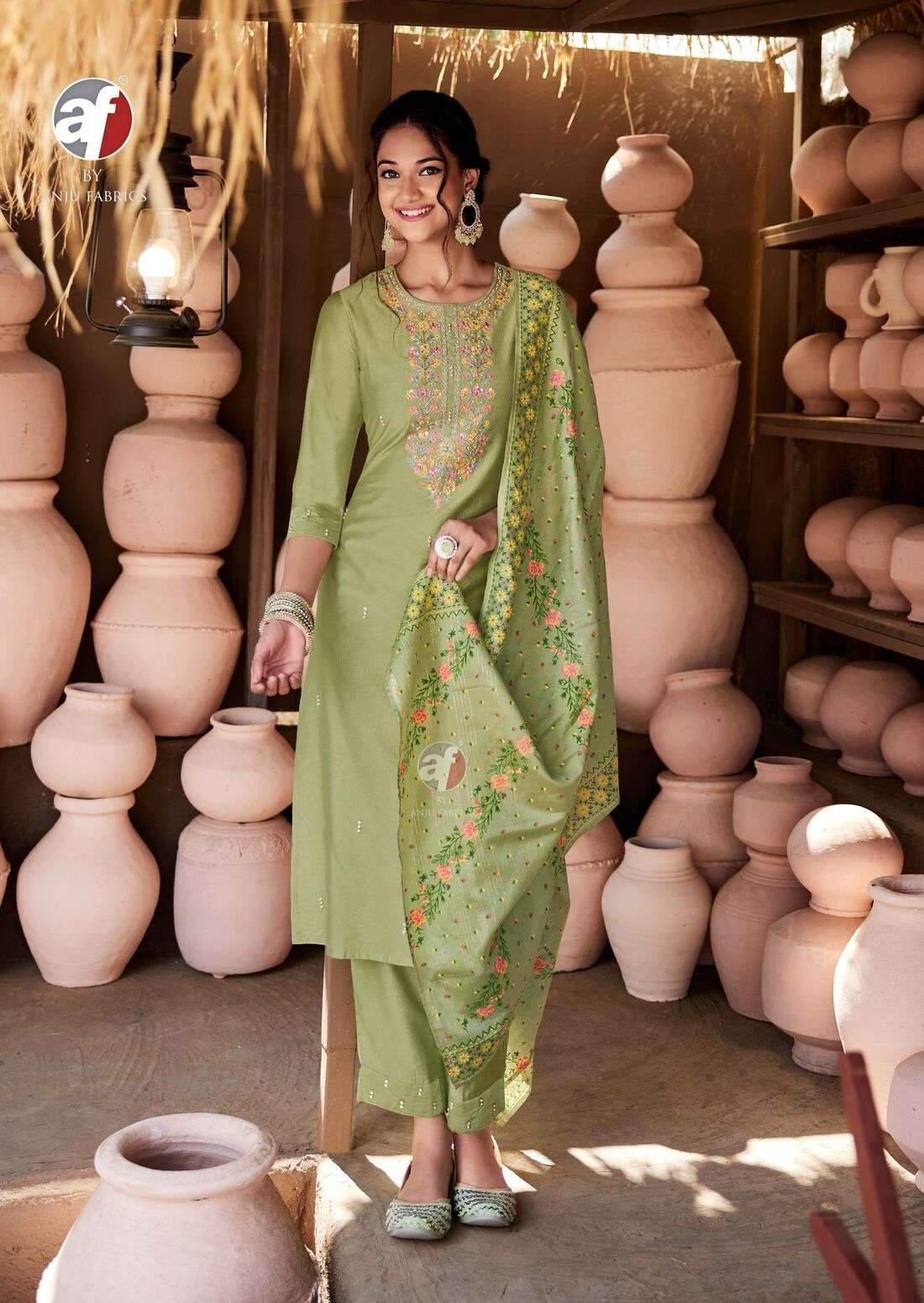 ONCE MORE VOL-5 BY ANJU FABRICS IN VISCOSE BY NYLON KURTI PANT WITH DUPATTA 