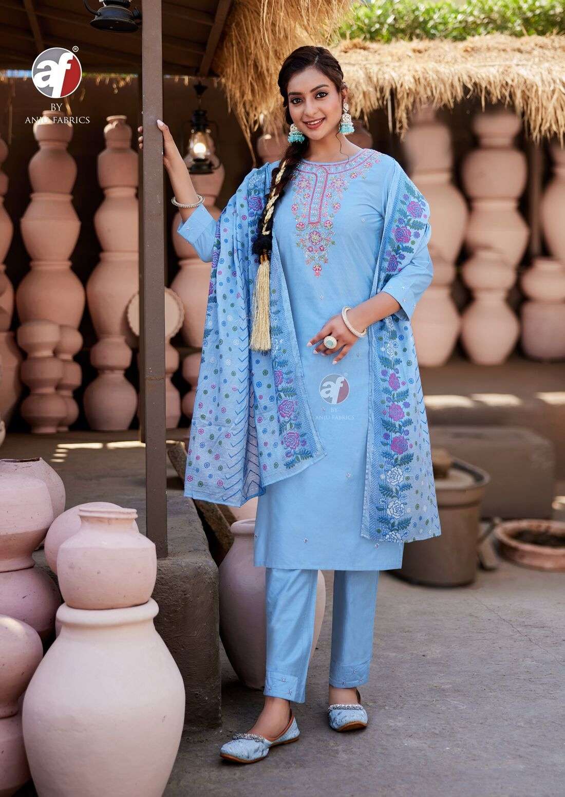 ONCE MORE VOL-5 BY ANJU FABRICS IN VISCOSE BY NYLON KURTI PANT WITH DUPATTA 