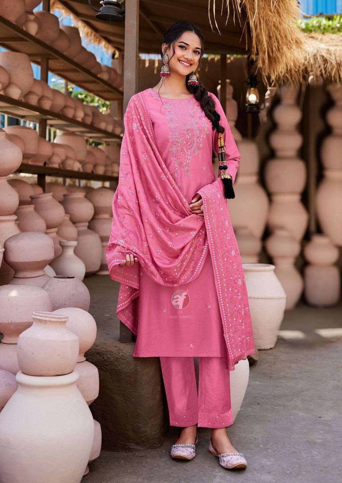 ONCE MORE VOL-5 BY ANJU FABRICS IN VISCOSE BY NYLON KURTI PANT WITH DUPATTA 