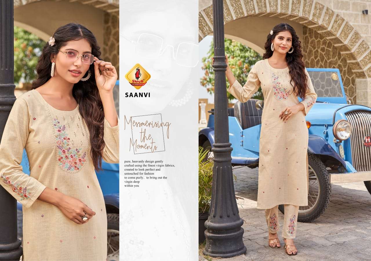 PAHELI VOL-11 BY SHRUTI SUIT PURE COTTON EMBROIDERY THREAD WORK KURTI PANT 