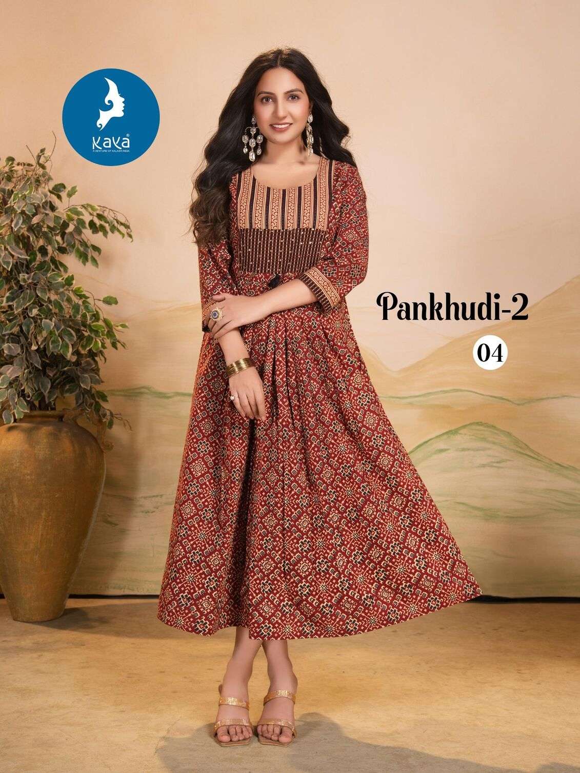 PANKHUDI-2 BY KAYA KURTI IN COTTON DHABU GAMTHI PRINT TOP CATALOGUE 