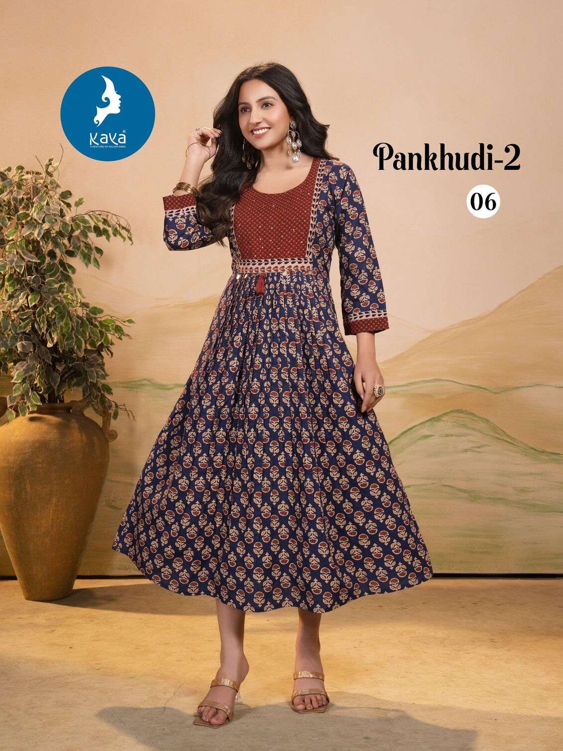 PANKHUDI-2 BY KAYA KURTI IN COTTON DHABU GAMTHI PRINT TOP CATALOGUE 