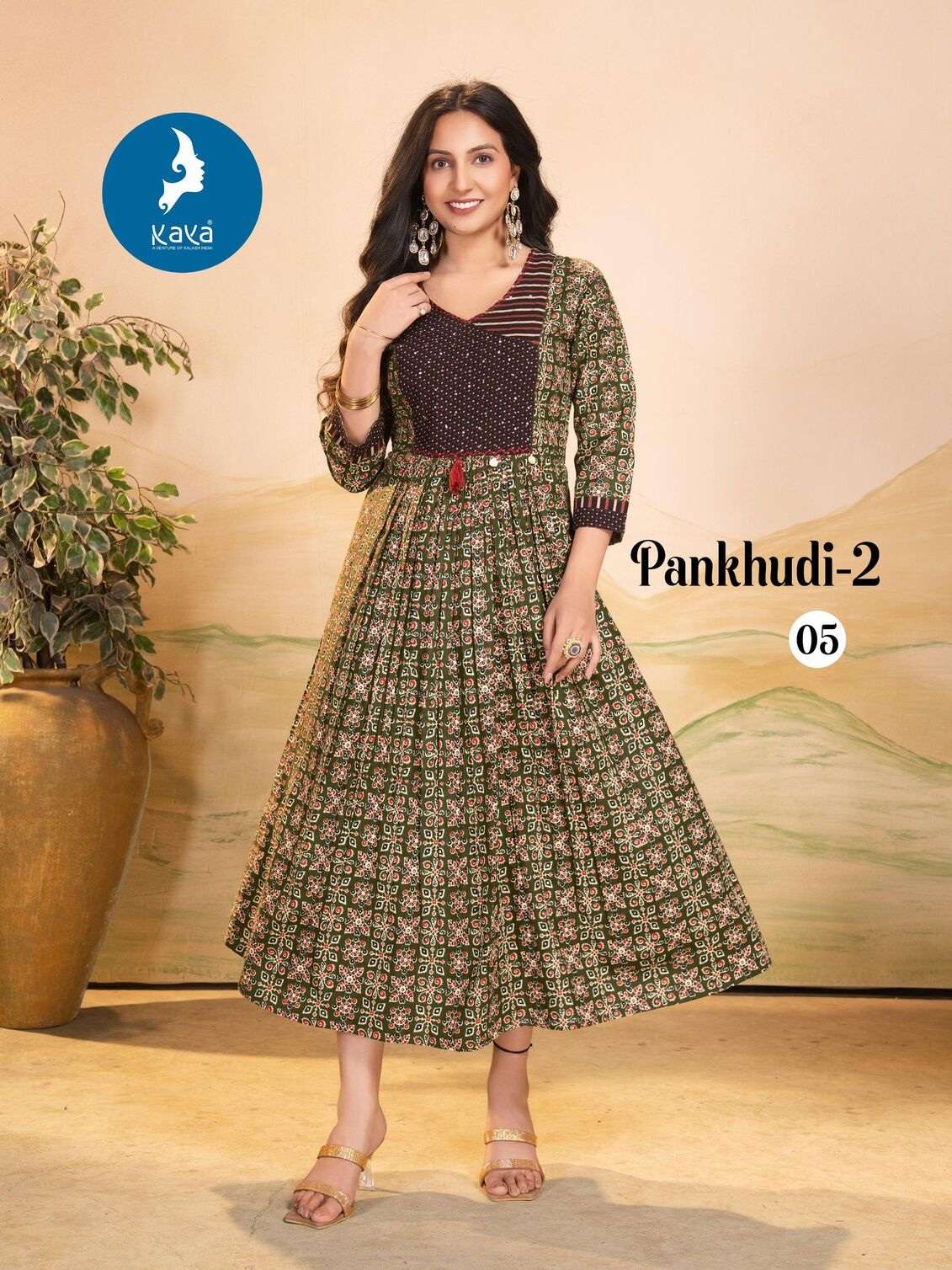 PANKHUDI-2 BY KAYA KURTI IN COTTON DHABU GAMTHI PRINT TOP CATALOGUE 