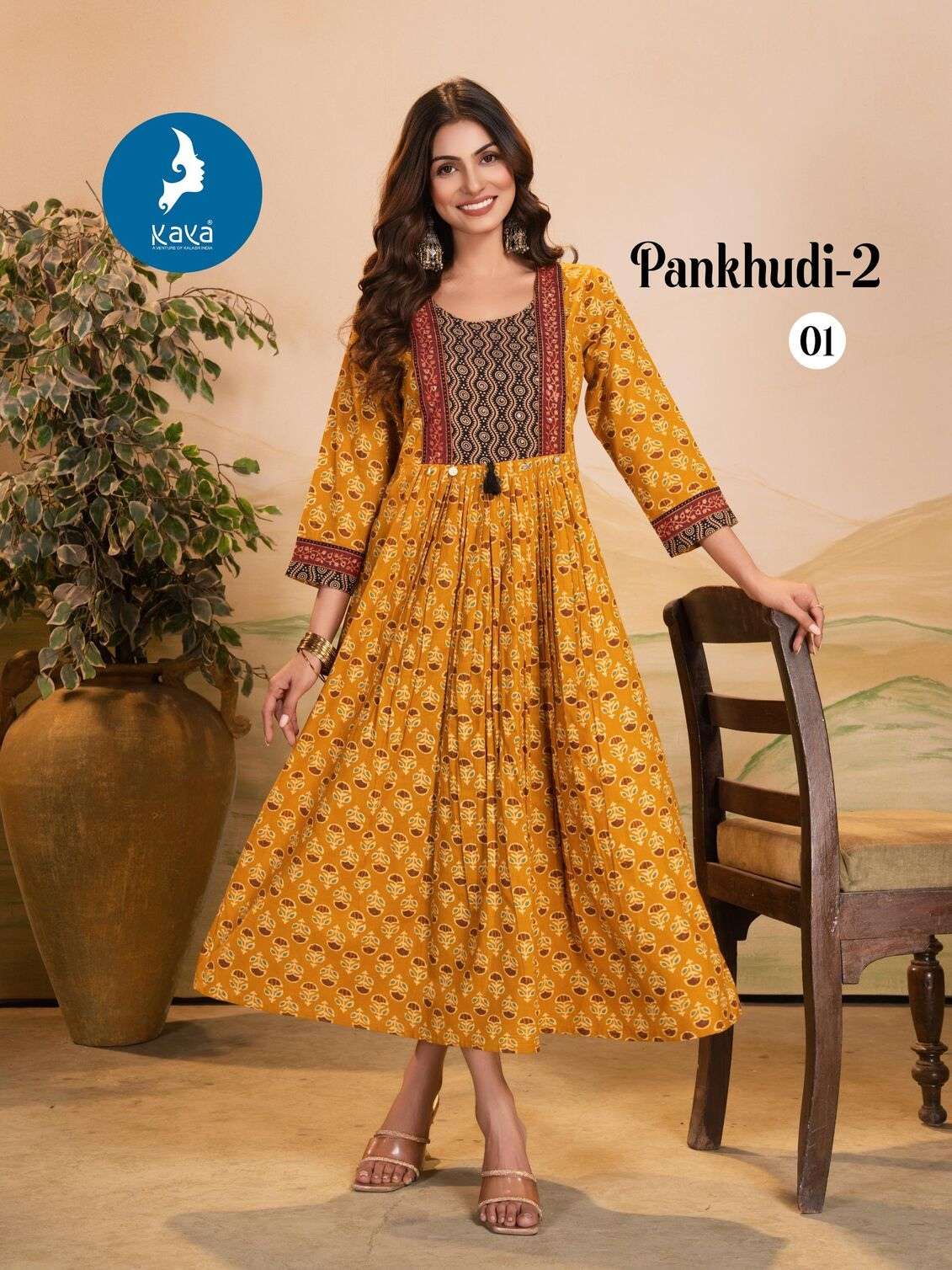 PANKHUDI-2 BY KAYA KURTI IN COTTON DHABU GAMTHI PRINT TOP CATALOGUE 