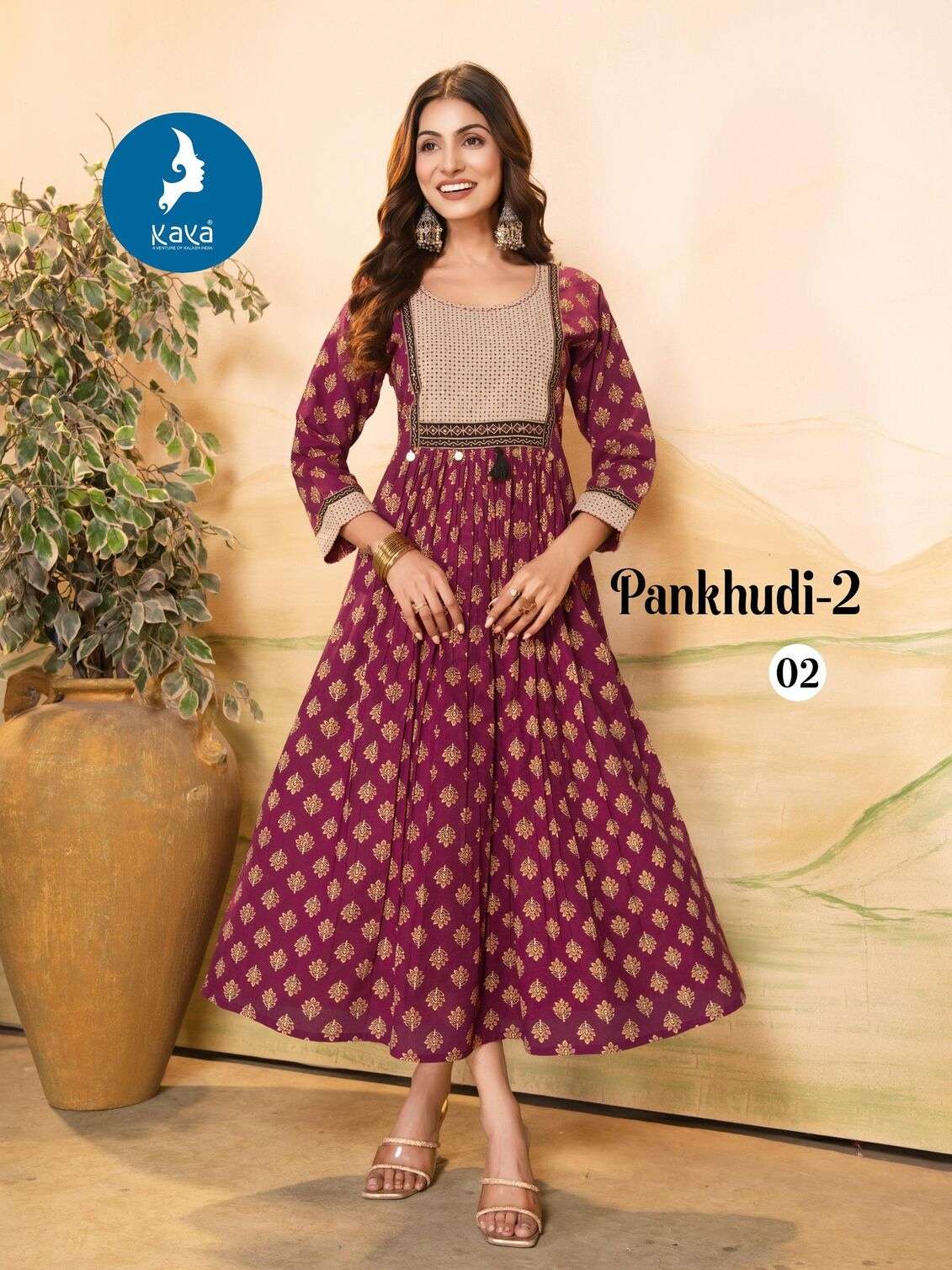 PANKHUDI-2 BY KAYA KURTI IN COTTON DHABU GAMTHI PRINT TOP CATALOGUE 
