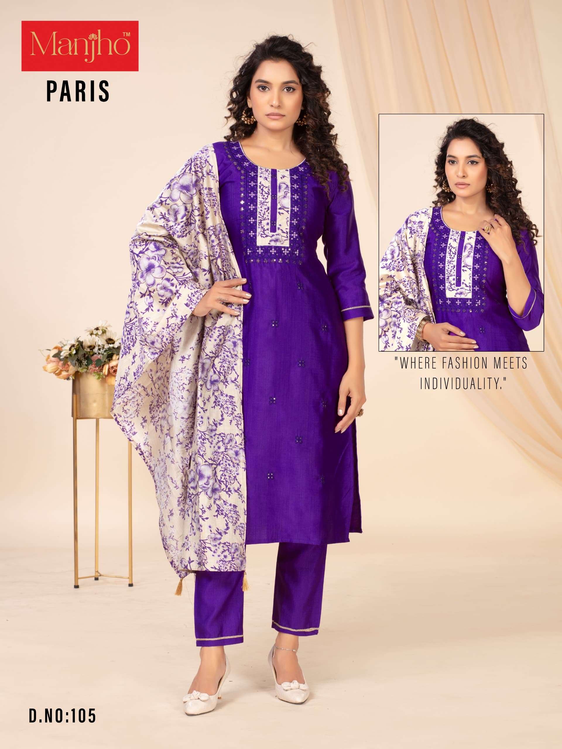 PARIS BY MANJHO IN PREMIUM QUALITY VETICAN WITH EMBROIDERY WORK AND DUPPATA 