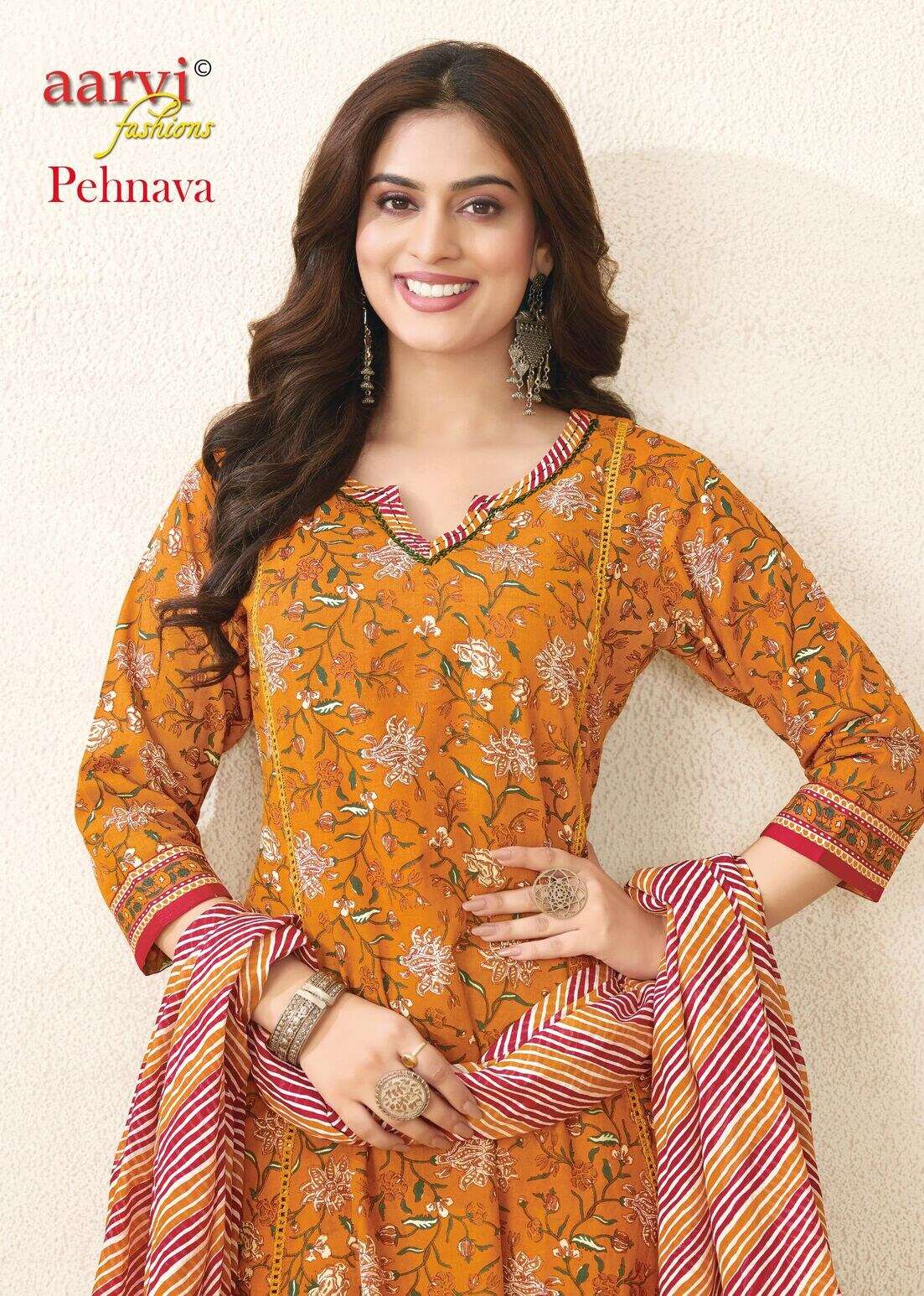 PEHNAVA VOL 1 BY AARVI FASHION IN ANARKALI PATTERN SET WITH MUL DUPATTA AND HAND WORK