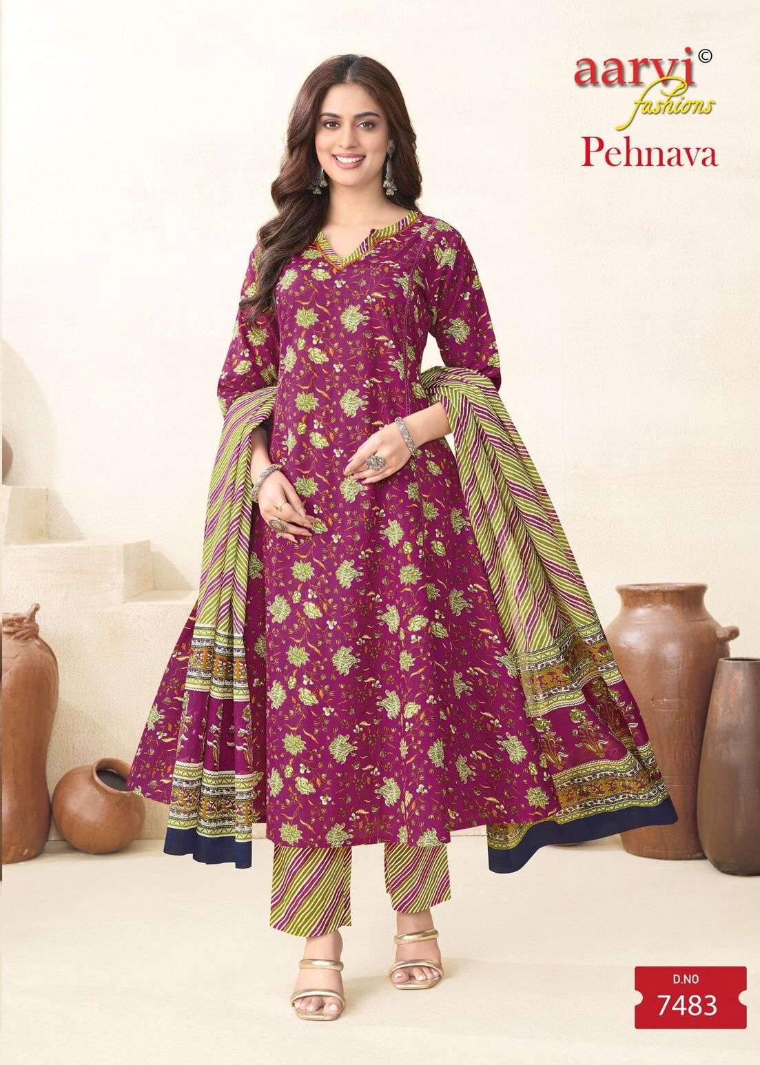 PEHNAVA VOL 1 BY AARVI FASHION IN ANARKALI PATTERN SET WITH MUL DUPATTA AND HAND WORK