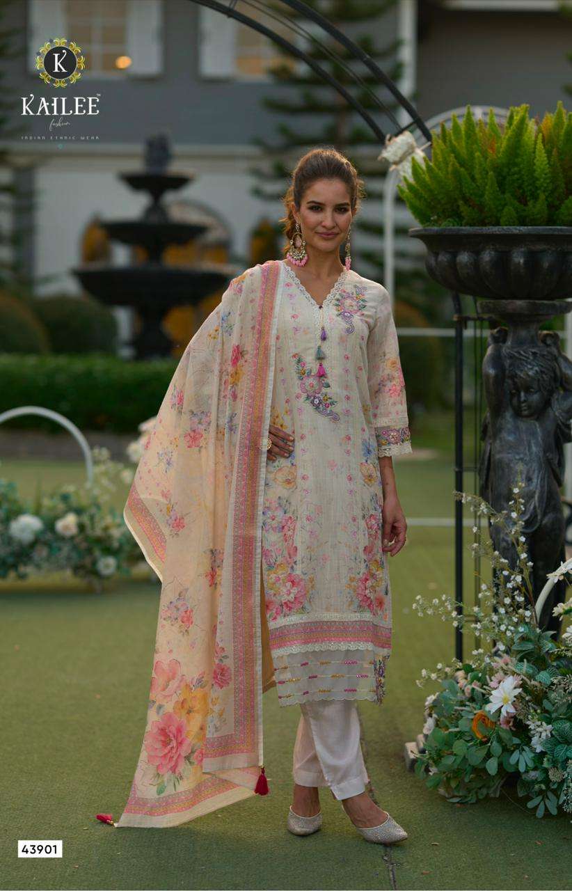 PHULKARI BY KAILEE FASHION IN PURE LINEN FABRICS WITH DIGITAL PRINT DUPPATA THERAD WORK 