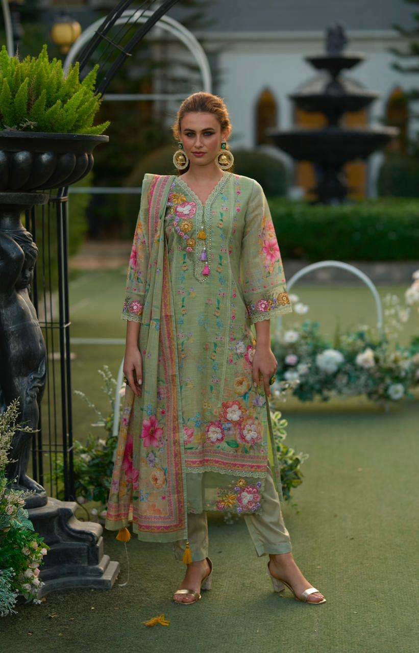 PHULKARI BY KAILEE FASHION IN PURE LINEN FABRICS WITH DIGITAL PRINT DUPPATA THERAD WORK 
