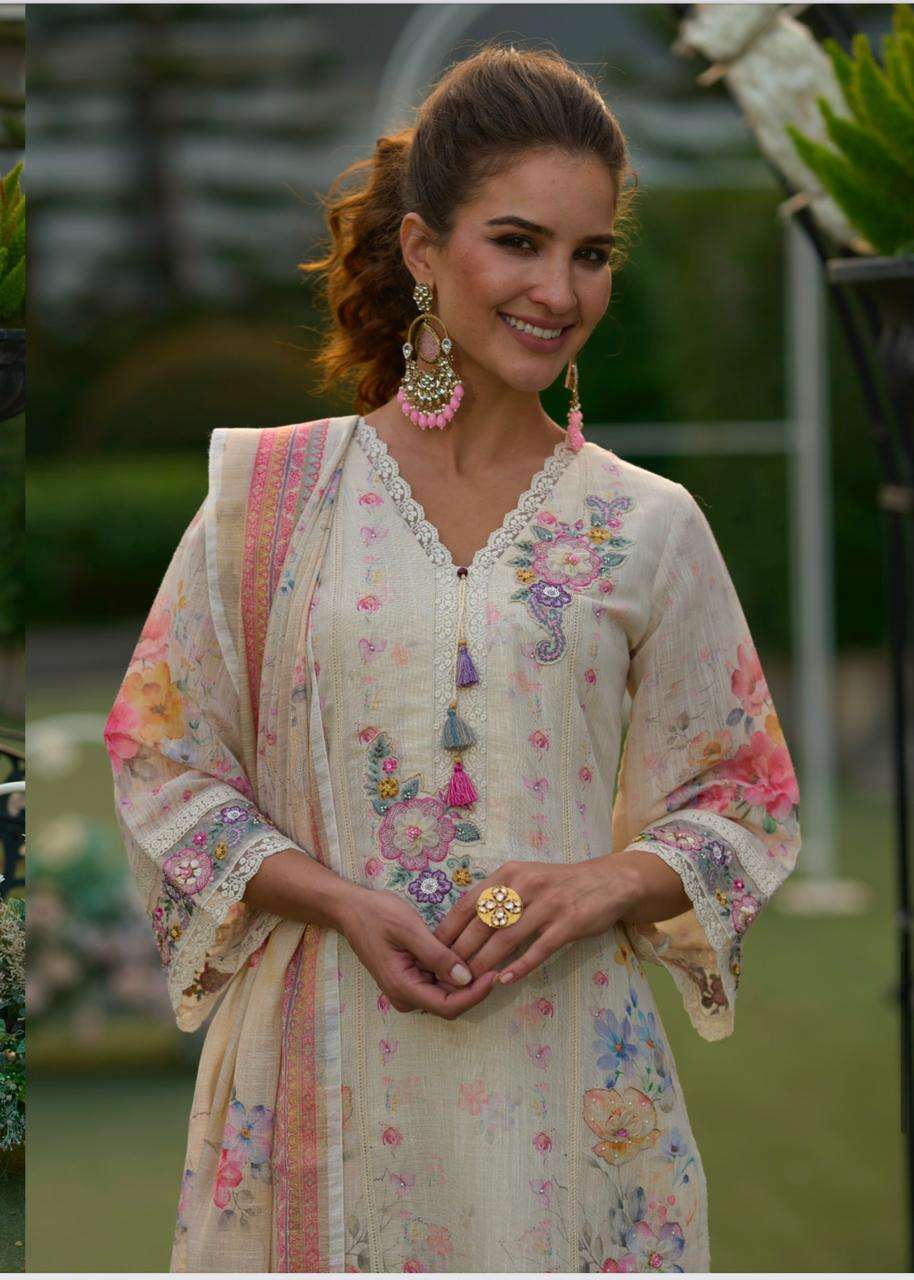 PHULKARI BY KAILEE FASHION IN PURE LINEN FABRICS WITH DIGITAL PRINT DUPPATA THERAD WORK 