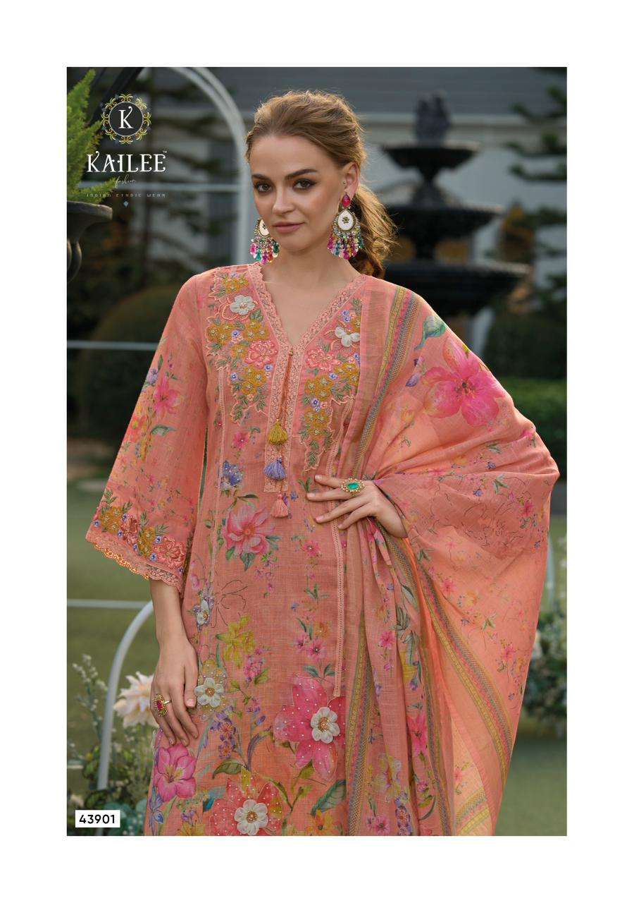 PHULKARI BY KAILEE FASHION IN PURE LINEN FABRICS WITH DIGITAL PRINT DUPPATA THERAD WORK 