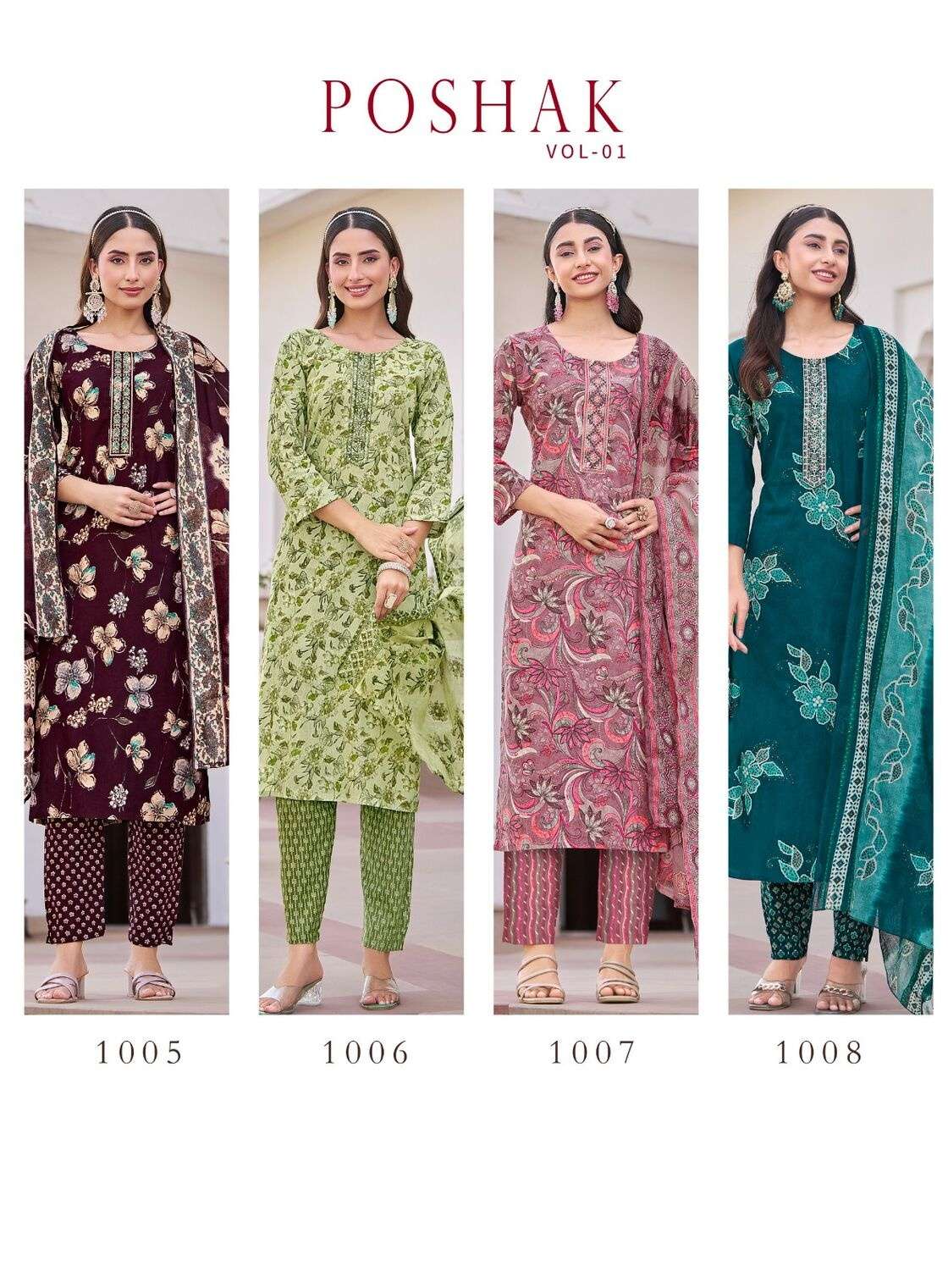 POSHAK VOL-1 BY RADHIKA LIFE STYLE IN PURE COTTON WITH EMBROIDERY WORK KURTI PANT 