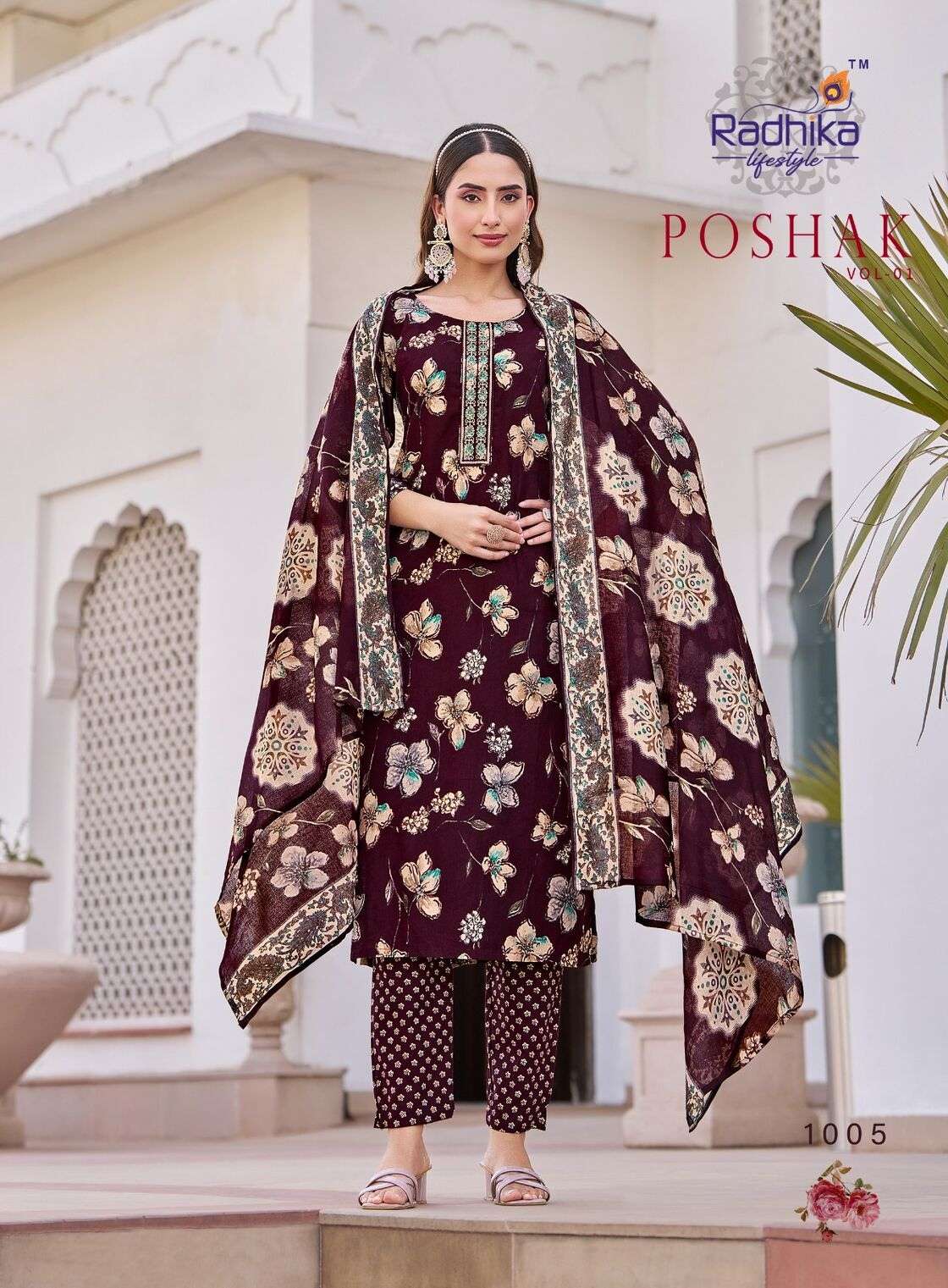 POSHAK VOL-1 BY RADHIKA LIFE STYLE IN PURE COTTON WITH EMBROIDERY WORK KURTI PANT 