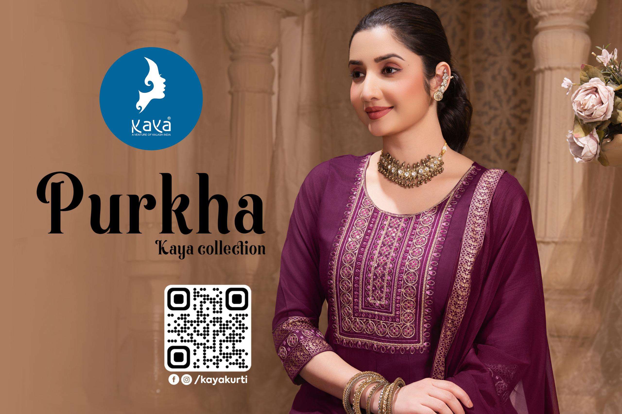 PURKHA BY KAYA KURTI IN RAYON 3 PIECE CONCEPT IN ANARKALI WITH NAZNEEN DUPATTA