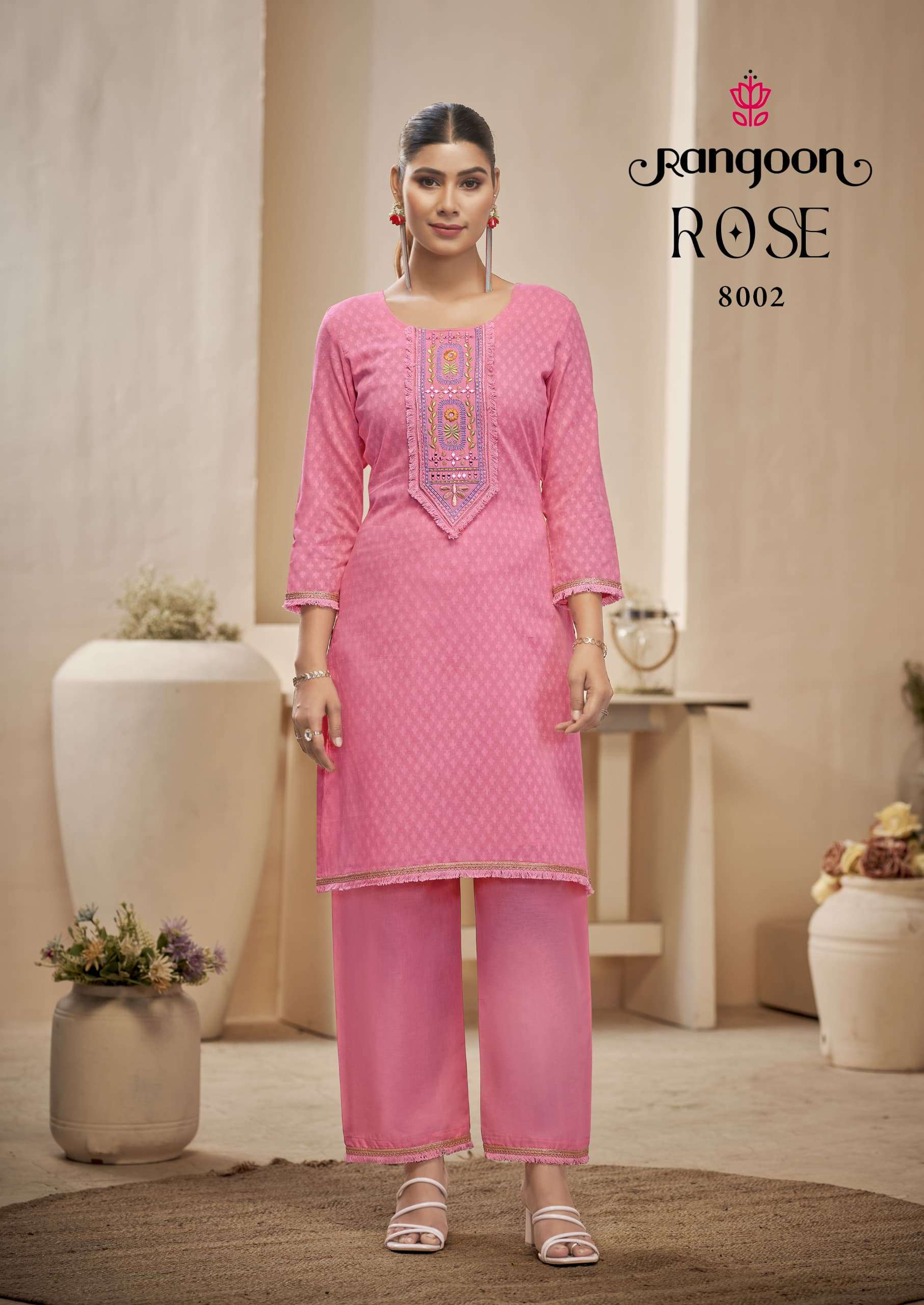 ROSE BY RANGOON IN PURE COTTON DOBBY PATTERN WITH FANCY MIRROR WORK CORD SET