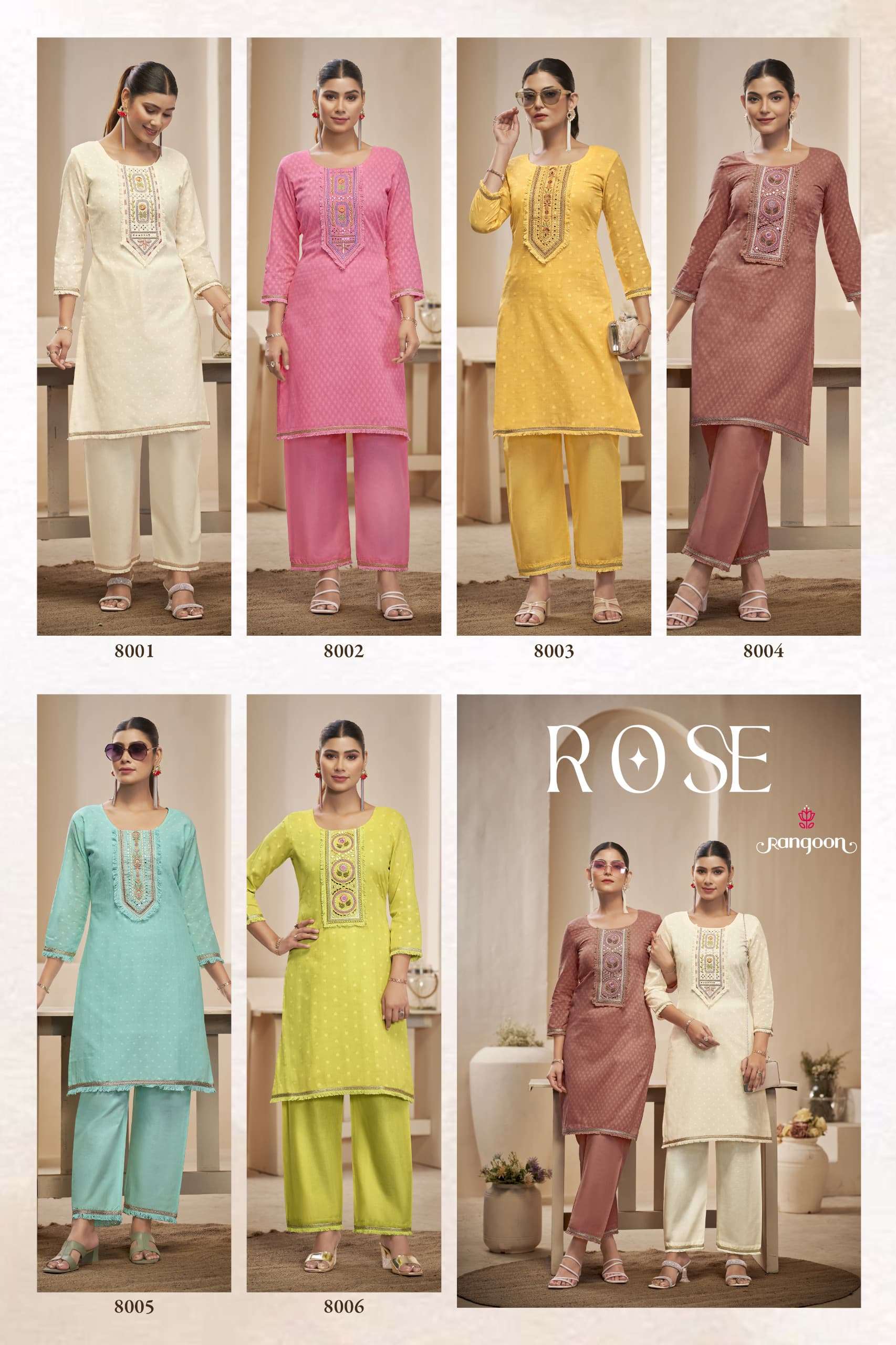 ROSE BY RANGOON IN PURE COTTON DOBBY PATTERN WITH FANCY MIRROR WORK CORD SET