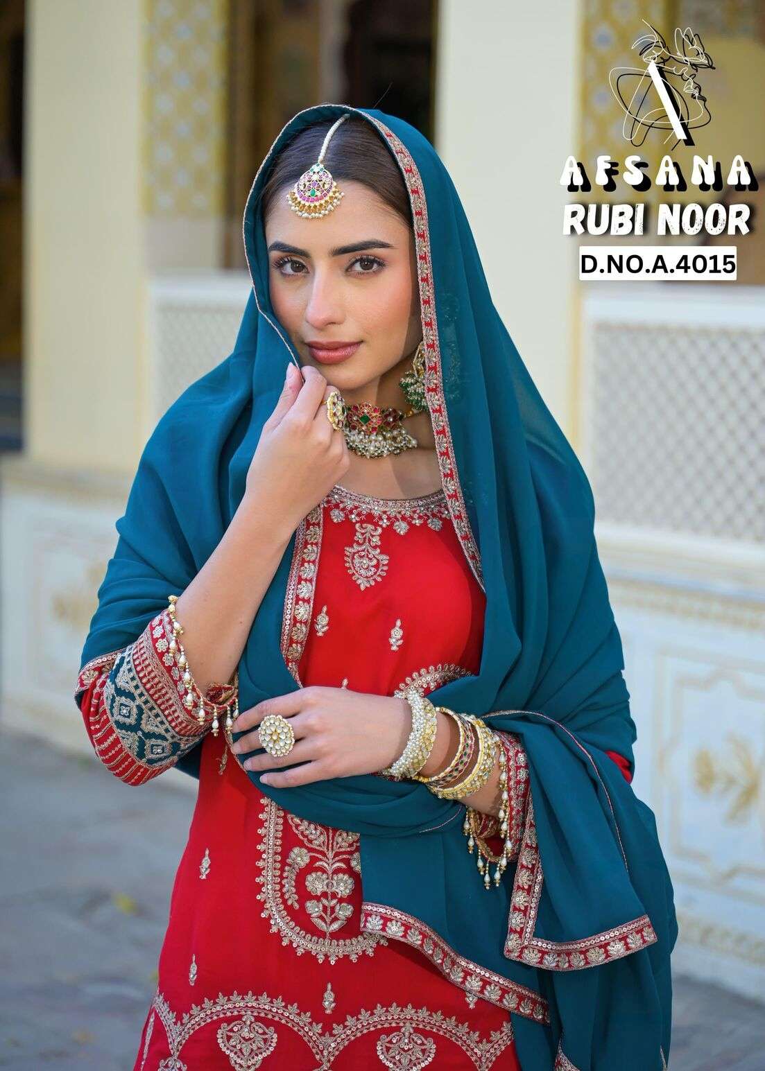 RUBI NOOR BY AFSANA IN GEORGETTE WITH CORDIND HEAVY WORK WITH LATKAN 