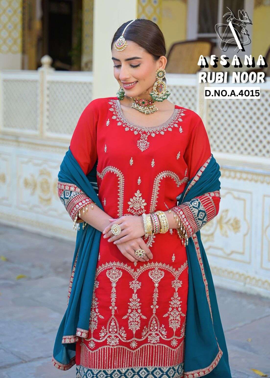RUBI NOOR BY AFSANA IN GEORGETTE WITH CORDIND HEAVY WORK WITH LATKAN 
