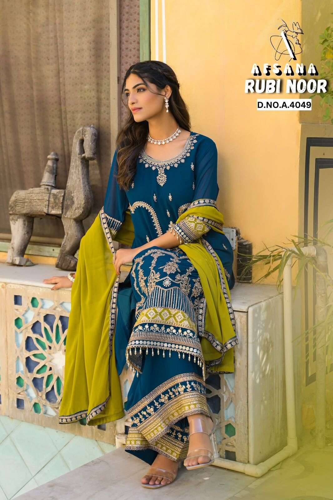RUBI NOOR BY AFSANA IN GEORGETTE WITH CORDIND HEAVY WORK WITH LATKAN 