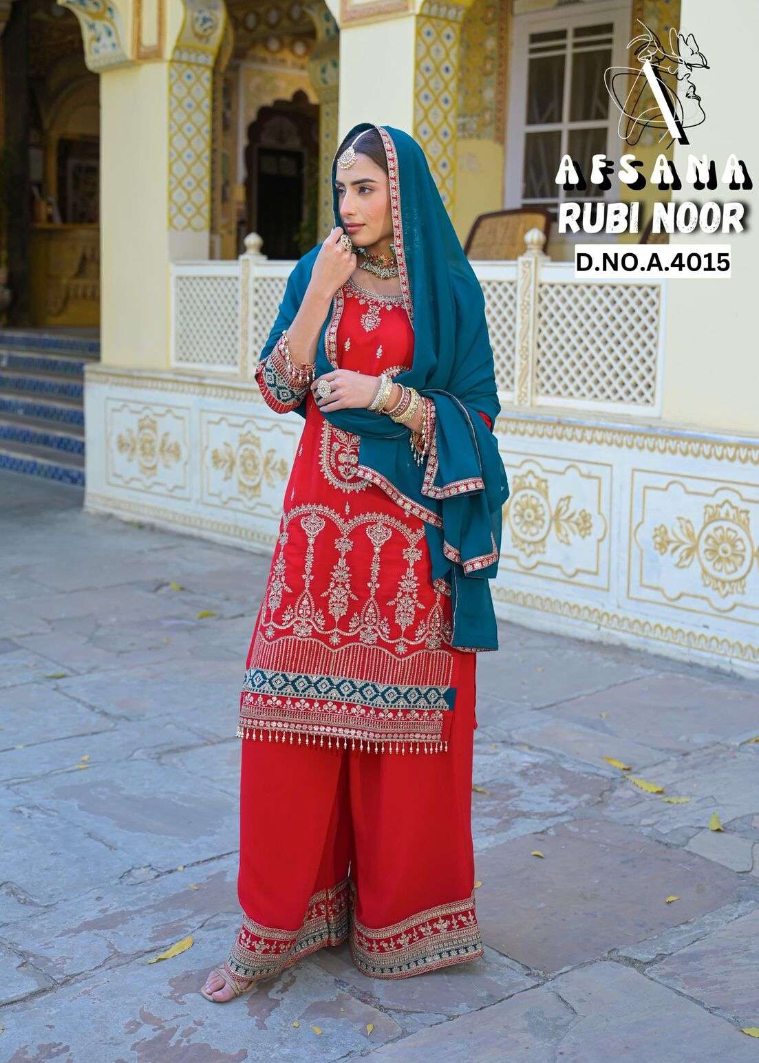 RUBI NOOR BY AFSANA IN GEORGETTE WITH CORDIND HEAVY WORK WITH LATKAN 