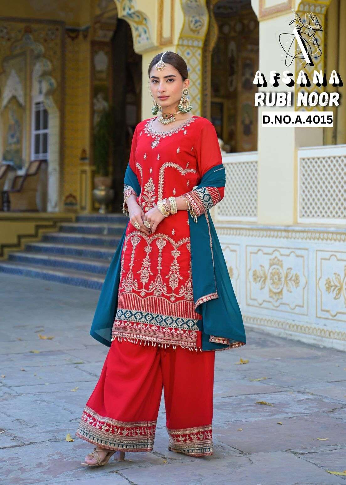 RUBI NOOR BY AFSANA IN GEORGETTE WITH CORDIND HEAVY WORK WITH LATKAN 