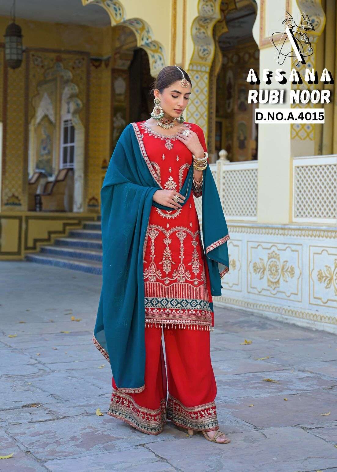 RUBI NOOR BY AFSANA IN GEORGETTE WITH CORDIND HEAVY WORK WITH LATKAN 