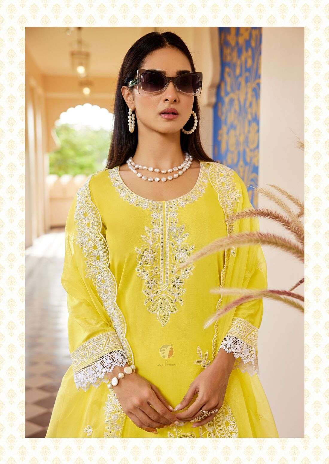 SARGAM VOL-2 BY ANJU FABRICS IN PURE MUSLIN WITH BEAUTIFUL EMBROIDERY WITH LACES 