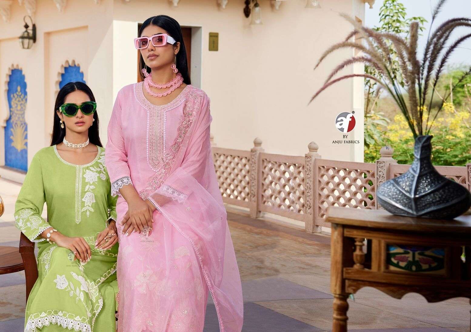 SARGAM VOL-2 BY ANJU FABRICS IN PURE MUSLIN WITH BEAUTIFUL EMBROIDERY WITH LACES 