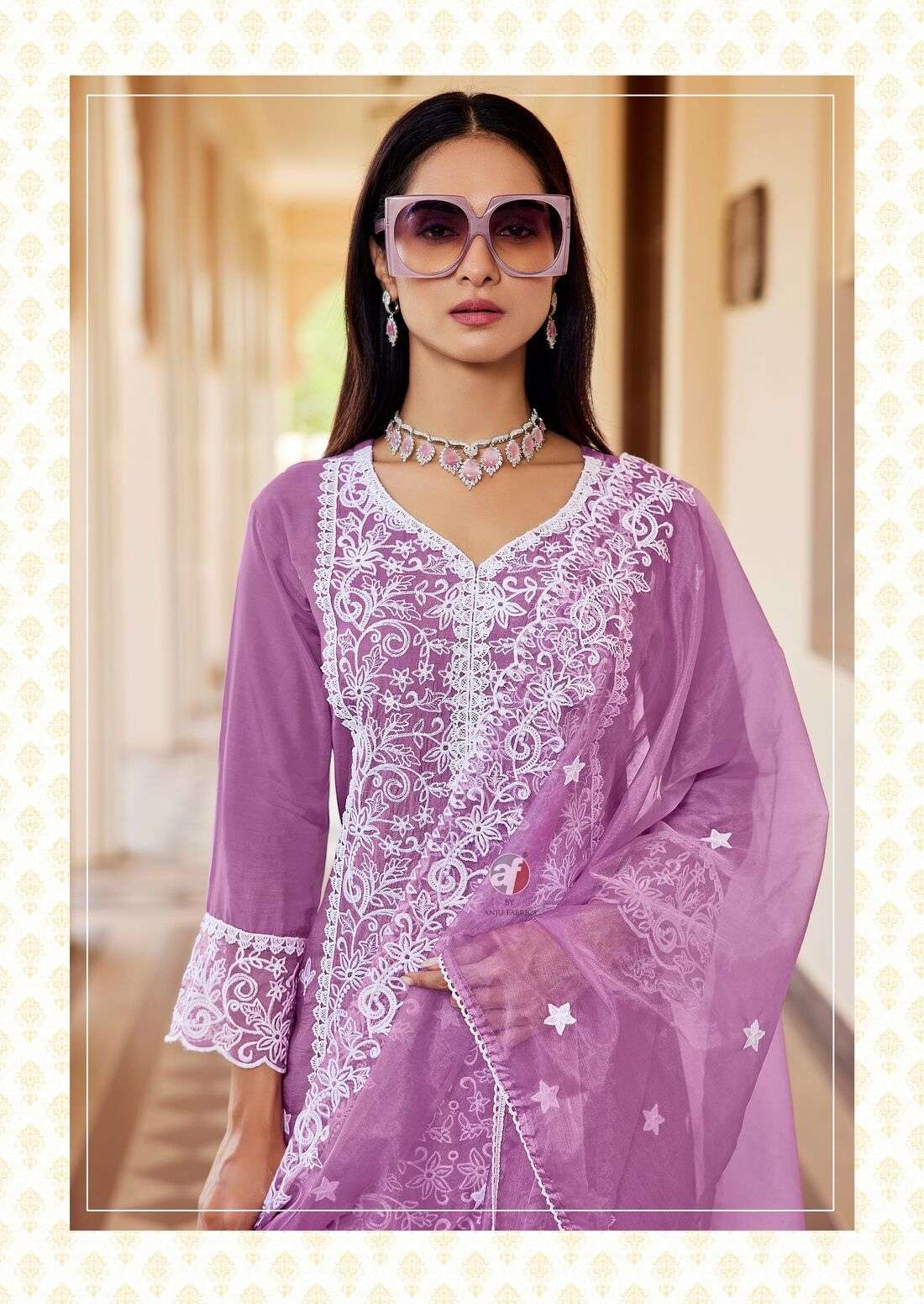 SARGAM VOL-2 BY ANJU FABRICS IN PURE MUSLIN WITH BEAUTIFUL EMBROIDERY WITH LACES 