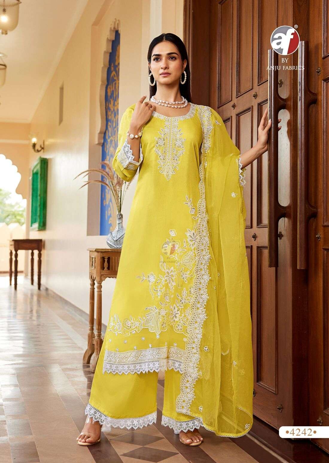 SARGAM VOL-2 BY ANJU FABRICS IN PURE MUSLIN WITH BEAUTIFUL EMBROIDERY WITH LACES 
