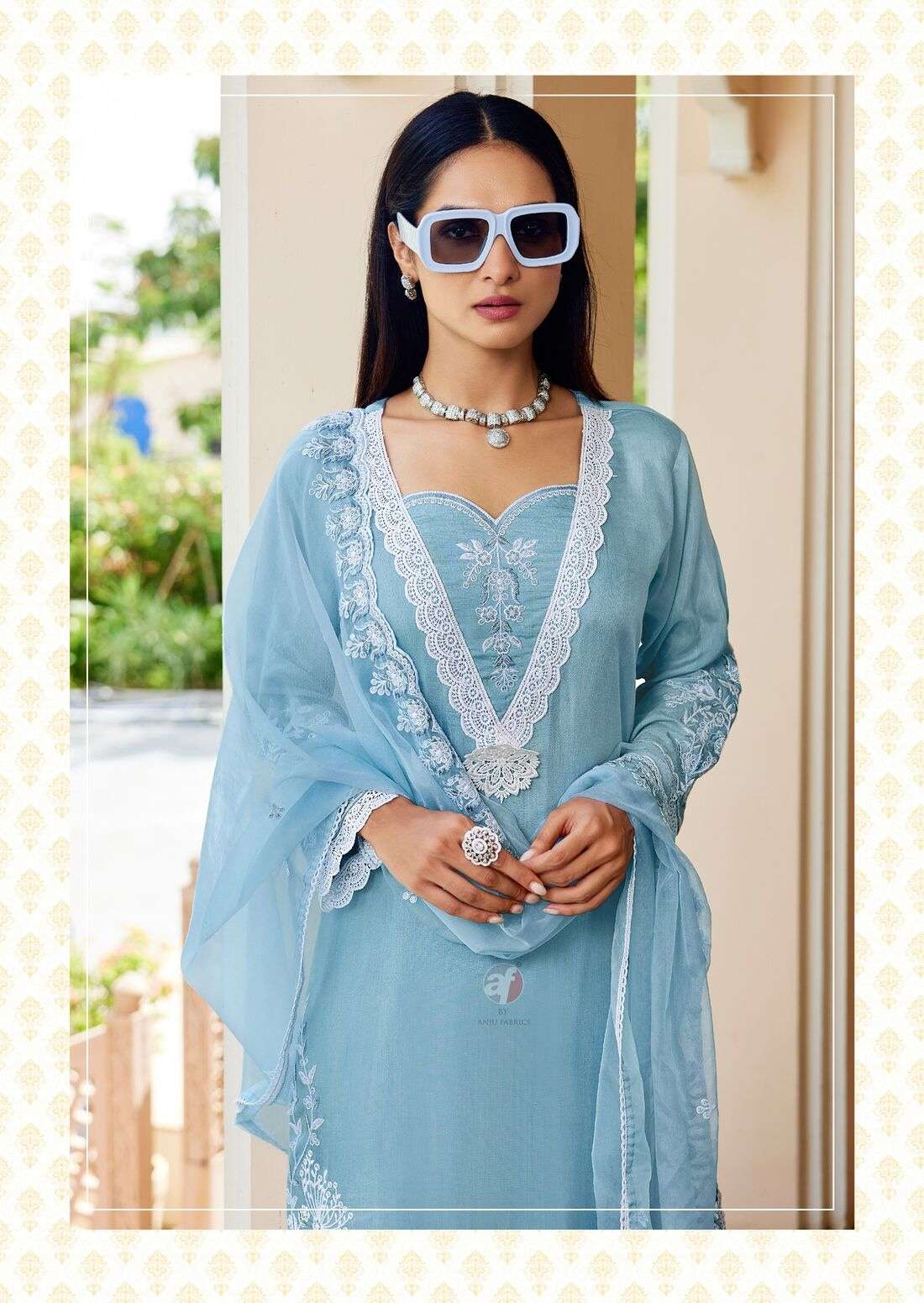SARGAM VOL-2 BY ANJU FABRICS IN PURE MUSLIN WITH BEAUTIFUL EMBROIDERY WITH LACES 
