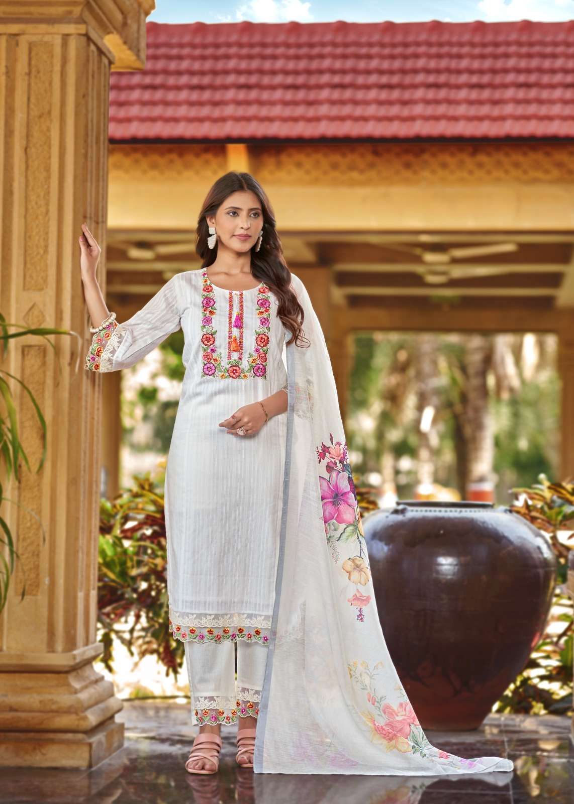 SEHNAI BY VAZI FASHION IN PURE COTTON WITH DESGINER FANCY THERD WORK AND DUPATTA