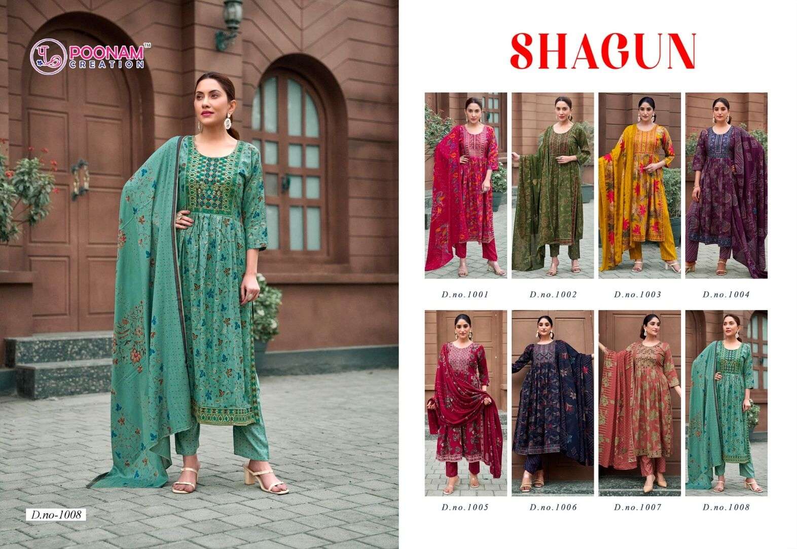 SHAGUN BY POONAM DESIGNER IN HEAVY RAYON DISCHARGE FOIL WITH SEQUENCE EMBROIDERY