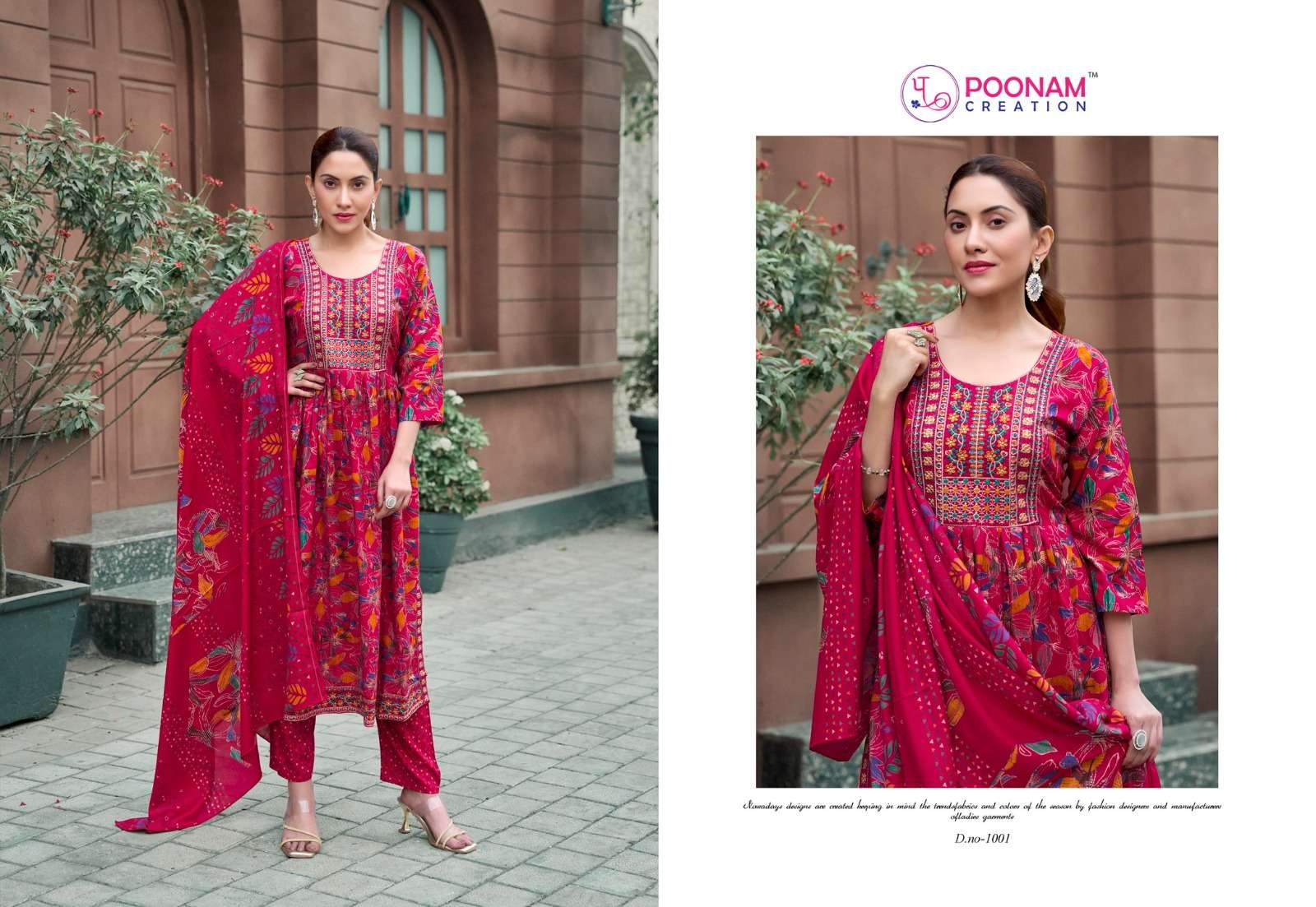 SHAGUN BY POONAM DESIGNER IN HEAVY RAYON DISCHARGE FOIL WITH SEQUENCE EMBROIDERY