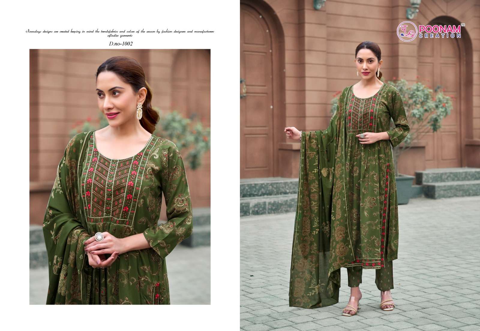 SHAGUN BY POONAM DESIGNER IN HEAVY RAYON DISCHARGE FOIL WITH SEQUENCE EMBROIDERY