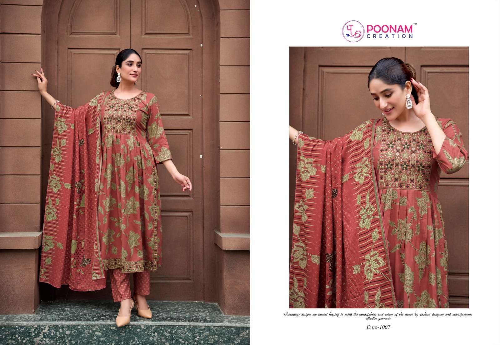 SHAGUN BY POONAM DESIGNER IN HEAVY RAYON DISCHARGE FOIL WITH SEQUENCE EMBROIDERY