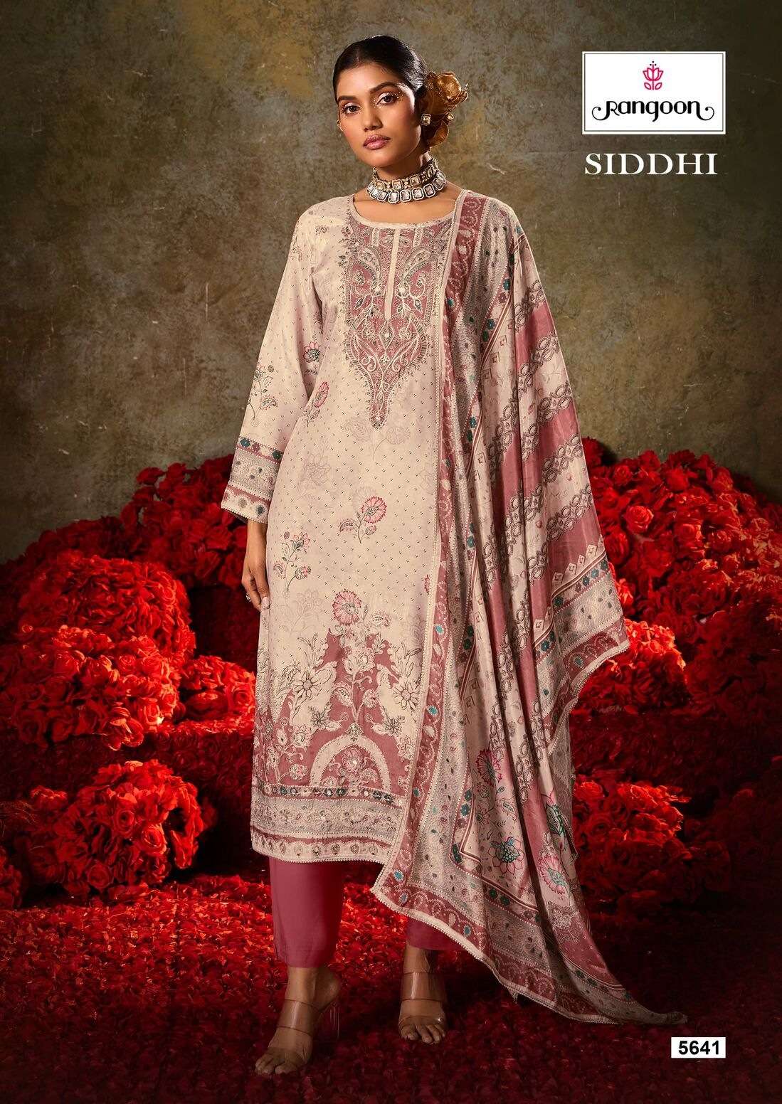 SIDDHI BY RANGOON IN PURE MUSLIN WITH PURE DIGITAL PRINT AARI AND SWAROVSKI DIAMOND WORK
