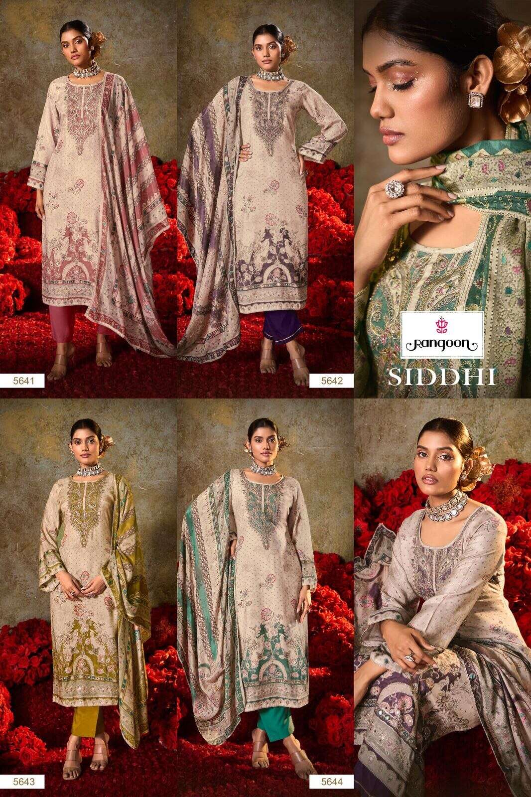 SIDDHI BY RANGOON IN PURE MUSLIN WITH PURE DIGITAL PRINT AARI AND SWAROVSKI DIAMOND WORK