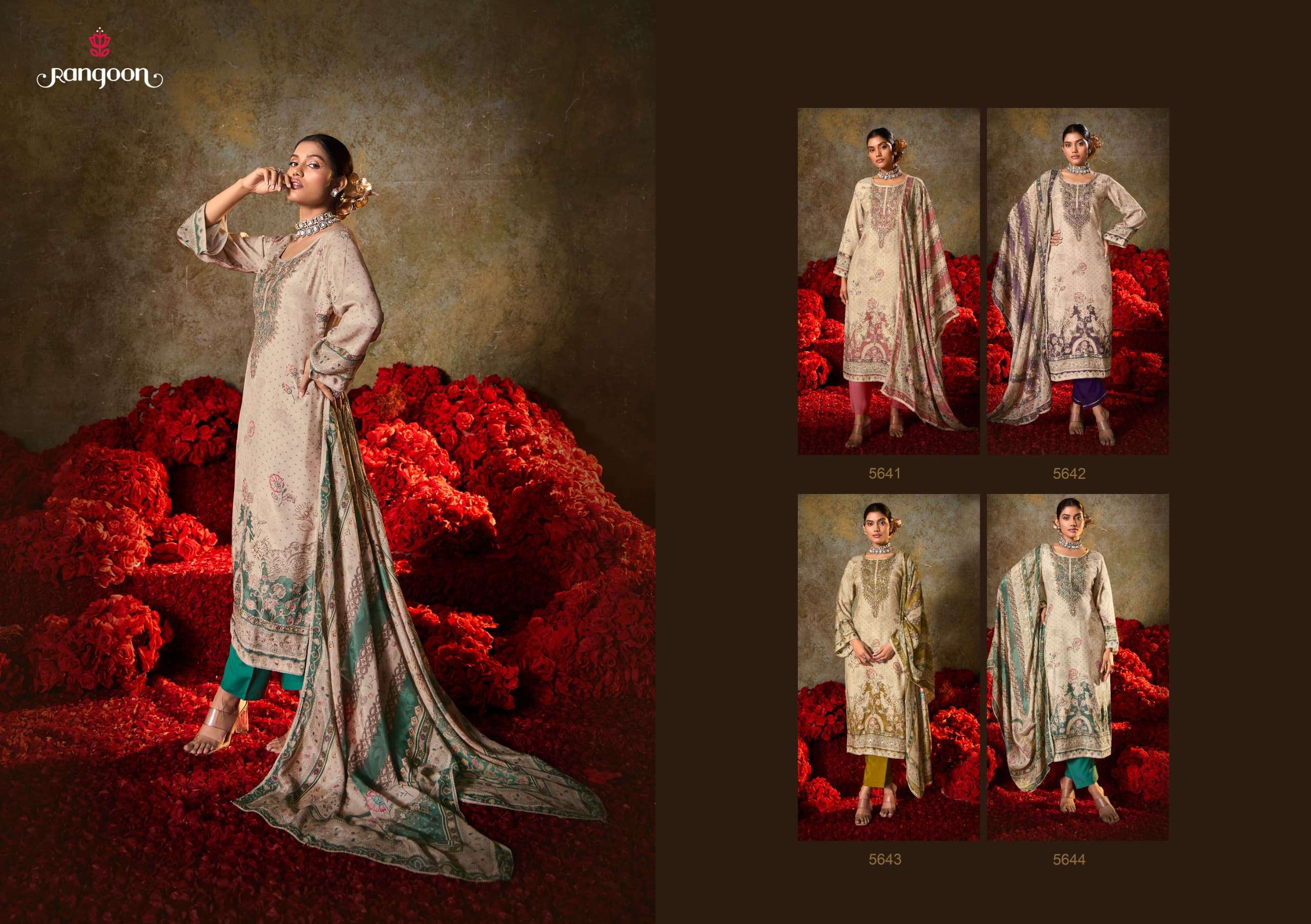 SIDDHI BY RANGOON IN PURE MUSLIN WITH PURE DIGITAL PRINT AARI AND SWAROVSKI DIAMOND WORK