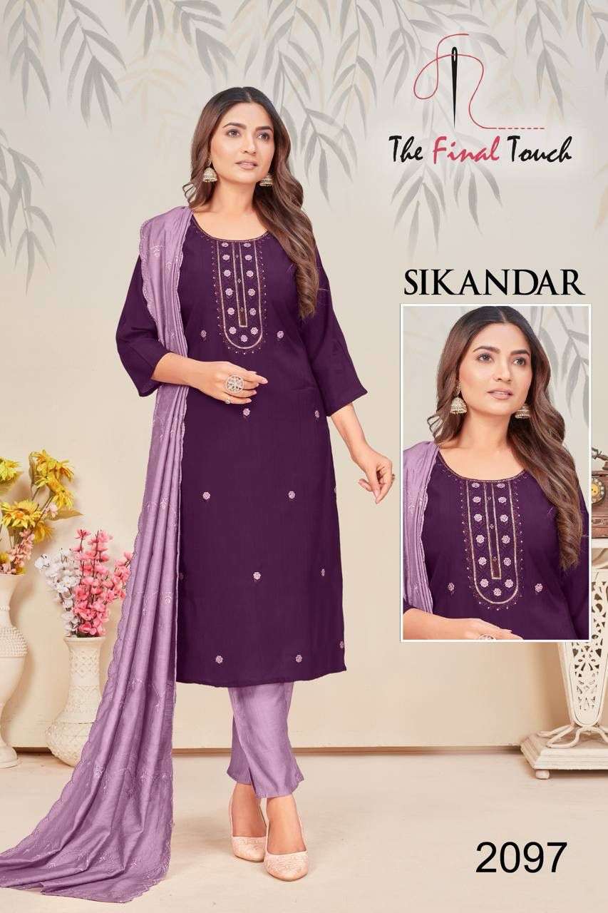 SIKANDAR BY R R FASHION IN VETICAN WITH EMBROIDERY WORK WITH POCKET 